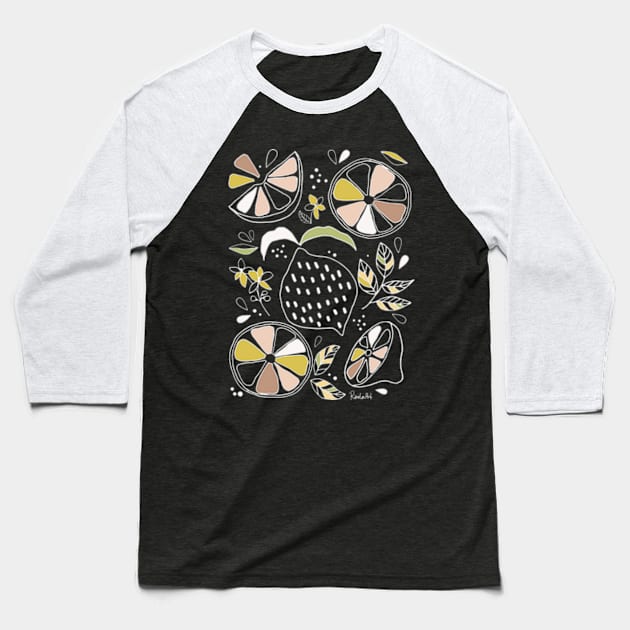 Lemons in terracota shades Baseball T-Shirt by RanitasArt